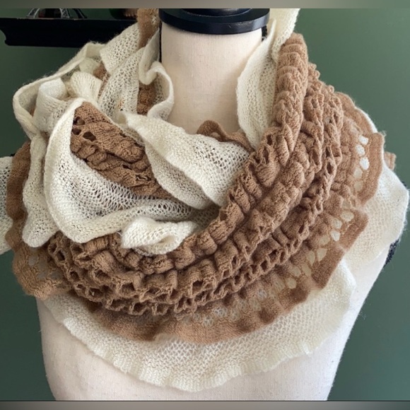 Womens accesories 2 tones Ruffled business casual infinite scarf - Picture 3 of 6